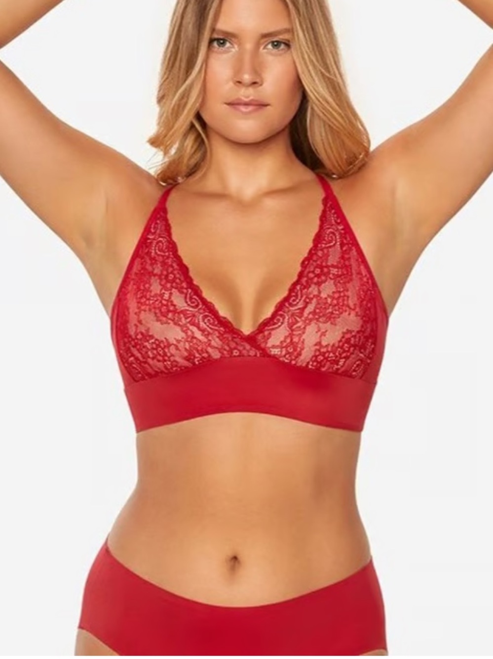 NEW Ruby Ribbon Red Lace Bralette with Smooth Band SIZE 32
